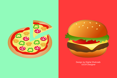 Pizza and burger vector poster design service for restaurant burger vector design food ad design food app design food poster design graphic design poster design ui ux design