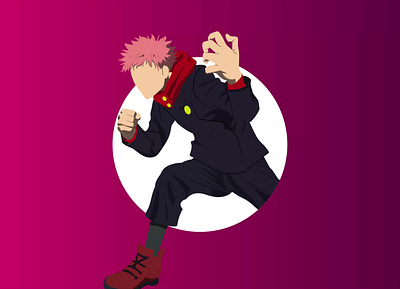 Yuji Itadori (motion) - Minimalist Character Design 2d art characterdesign flat illustration illustrator itadori jujutsu kaisen minimalist motion design motion graphics