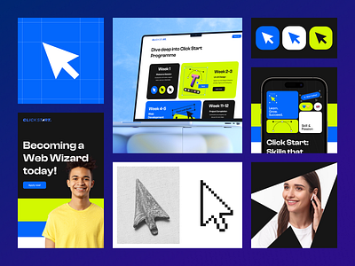 Click Start: Digital Training & Brand Identity ap brand identity brandbook branding branding guideline clean colorful concept dark theme design system graphic design icon app interaction logo logo design social media ui design ux design visual style web design