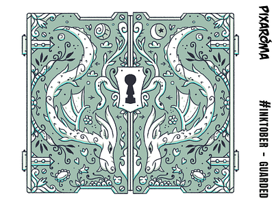 Inktober Daily Challenge Day 13 - Guarded ancient challenge creative design door drawing fantasy halloween illustration inktober inktober2018 photoshop sketch sketching