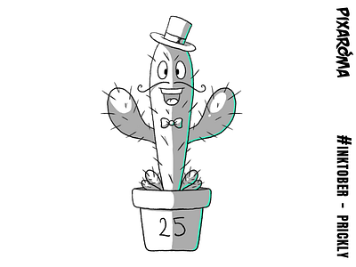 Inktober Daily Challenge Day 25 - Prickly cactus cartoon challenge character creative drawing illustration inktober inktober2018 photoshop prickly sketch sketching