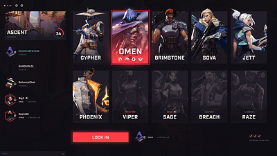 VALORANT Agent Selection Screen UI [For Fun] character design esports gaming pc ui ux valorant video game