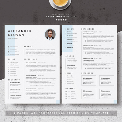 Resume/CV a4 cover letter creatiforest creative curriculum vitae cv design minimal resume resume template resume word