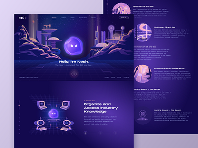 Nesh - The Smart Assistant // Home Page ai assistant design futurism futuristic gradient homepage illustration layout main retro futurism services smart smart assistant ui ux web web design website