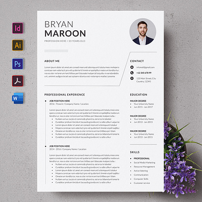 CV a4 clean cover letter creatiforest creative curriculum vitae cv cv design minimal resume template