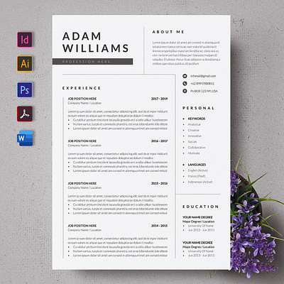 Simple CV Resume a4 clean creatiforest creative curriculum vitae cv cv design minimal resume template resume word