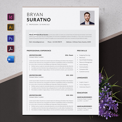 Simple Resume / CV Template a4 clean cover letter creatiforest creative curriculum vitae cv cv design resume template resume word