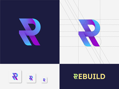 REBUILD : R LETTER LOGO DESIGN branding designer gradiant graphic design letter icon letter logo challenge letter logo design letter logos logo color logo design logo designer logodesign logos rebuild responsive