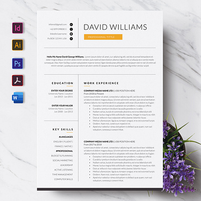 Resume / CV Template a4 clean cover letter creatiforest creative curriculum vitae cv cv design minimal resume template