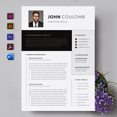 Resume or CV Template a4 clean cover letter creatiforest curriculum vitae cv cv design minimal resume template resume word