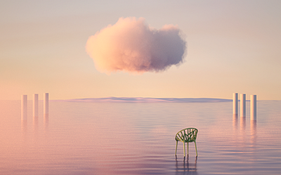 Bouroullec cloud 36daysoftype 3d art 3d illustration bouroullec chair cinema4d cloud design francisco cortes illustration octanerender poetry river sun water