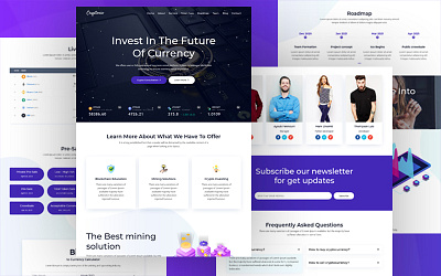 Cryptonio - Cryptocurrency Landing Page HTML Template branding design ico template ico website ui web design