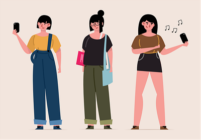 Collage girl character collage colourful cute expressions girl graphic design illustration instagram post vector