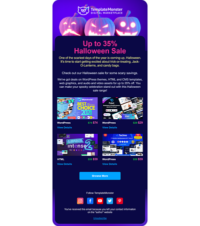 Template Monster Halloween Sale 2022 branding design graphic design ico template ico website illustration logo ui vcard vector website