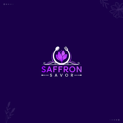 Saffron Savor: Minimalist Logo with Flower, Spoon, and Fork brand identity branding creative design design logo flat graphic graphic design icon illustration logo logo design logos logotype minimal minimalist modern simple timeless unique