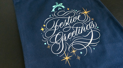 Tote Bag Lettering Design for Diageo Gifting Studio calligraphy christmas christmas design diageo festive festive season greeting design hand lettering handlettering holiday season illustration johnnie walker lettering merch design ornamental design script lettering spencerian lettering tote bag tote bag design typography