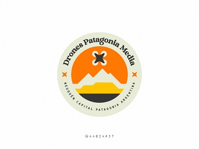 44B24#37 argentina branding design drone film flat illustration logo mountain patagonia retro simple sticker studio sunset video vintage