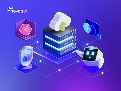 intel innovation illustration-04 3d 3d art 3d illustration branding c4d design illustrations intel landingpage server ui ux
