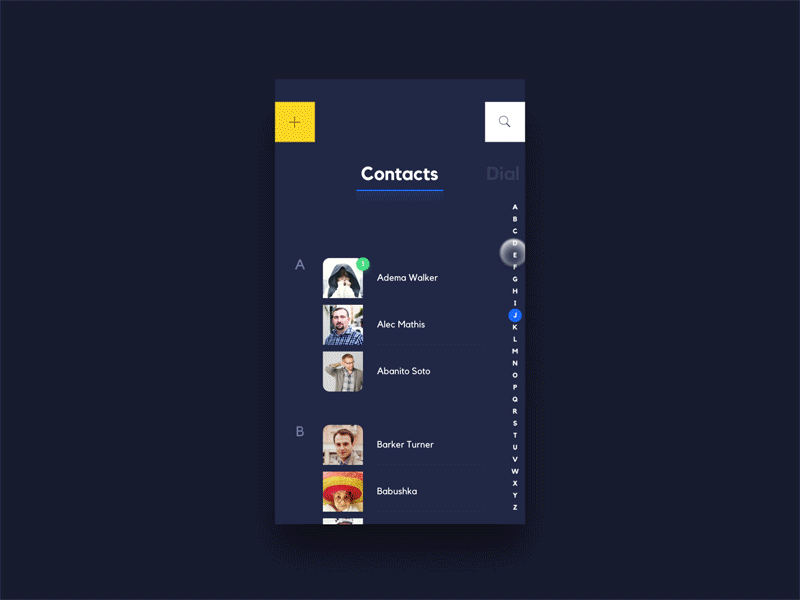 Scrolling microinteraction in Contacts
