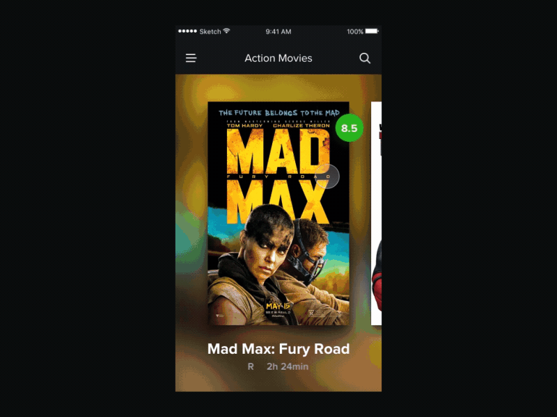 Movie App - FREE Sketch + Principle File animation app file free interaction movie principle sketch tutorial ui ux video