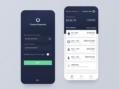 OnGrid Systems WAT crypto wallet after effect app bank card crypto interaction interface ios mobile motion product design ui