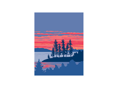 Rainy Lake in Voyageurs National Park Minnesota WPA Poster Art island lake minnesota mountain national park service rainy lake tourist attraction united states of america usa voyageurs national park wilderness wpa