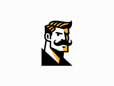 Bold Gentleman Logo barber bold branding design face fashion gentleman icon identity illustration logo man mark masculine moustache portrait retro symbol vector vintage