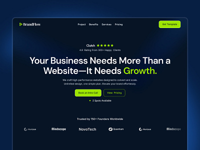 BrandFlowX - Design Agency Landing Page agency brand consistency brandflowx branding creative design easy customization figma file framer template high converting design interactive elements landing page landing page template modern reelancer website responsive website ui ux