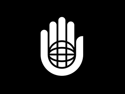 Hand + Globe Logo branding earth globe hand human icon identity logo mark peace planet symbol touch