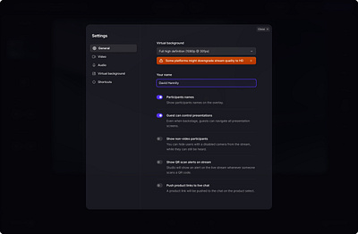 Restream settings design interface ui user experience user interface ux