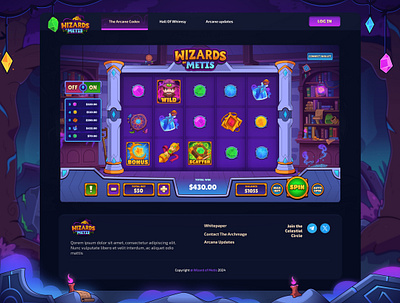 Wizards of Metis: Slot game betting casino casino art casino game casino illustration dark interface gambling game interface game ui gaming live casino magic slot slot game slot machine slot online slots uiux web design website