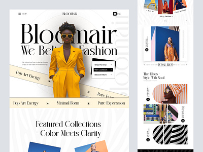 Bloomair Shopify store for Fashion design e commerce full page home page landing page landingpage product design product detail page product details product landing page product website shopify shopify design shopify landing page shopify store design shopify webiste web web design website