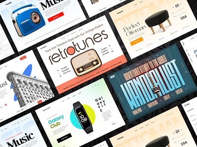 Amazing Concepts for E Commerce downloads figma furniture furniture hero gadget header headers hero music music hero shopify shopify header tech header templates travel website