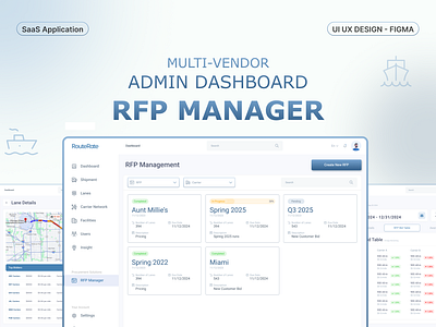 Logistics RFP Manager | Multi-Vendor Admin Dashboard Design adminpanel dashboard figma logistics multivendor productdesign rfp saas shipmenttracking supplychain uiux webapp