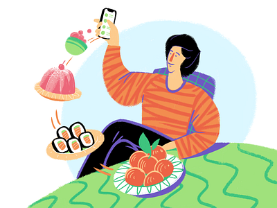 An illustration for a food delivery service. clean delivery design digital illustration food food delivery food service fresh graphic design hero section illustration modern simple tasty web web illustration