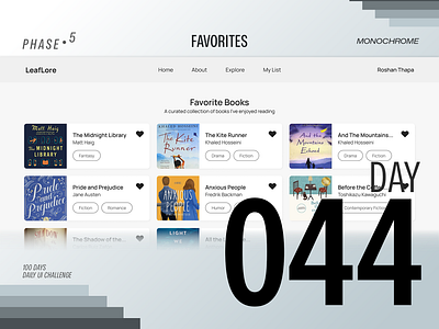 Favorites UI - DailyUIChallenge 100daysui branding dailyui dailyuichallenge design illustration logo ui uiux website