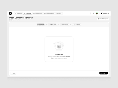 Import Companies page clean dashboard import minimal product design saas web app