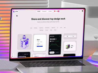 UI Live – Interactive Gradient Border 3d 3d animation animation clean design gradient hover interaction minimal mockup three.js ui ui8 unicorn studio web web design webgl