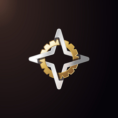 Golden Gear And Silver Star (Logo for Sale) 3d animation branding design gear gold golden graphic design illustration logo logo for sale mockup premium silver simple star ui vector