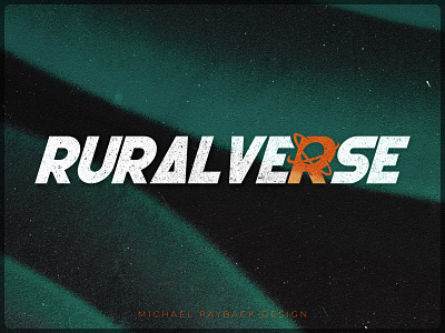 Ruralverse Logo Design 80 atom branding design galaxy graphic design logo logotype minimalistic planet r retro rletter rural techno universe