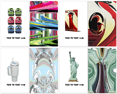 Real World Object Distortions abstract art adobe photoshop art books collab design distortions editing edits effects graphic design partnerships photo editing photoshop poster art posters shoes stanley cup