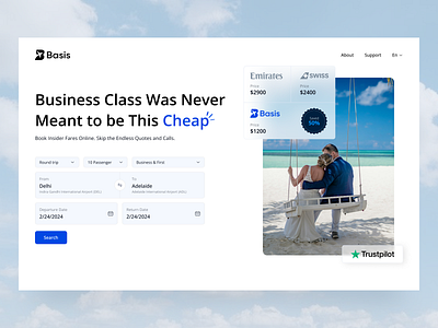 High-Converting Flight Booking Landing Page Design booking form business class clean ui conversion design cro flight booking hero section landing page modern web design responsive design saas landing page travel ui travel website ui design web design