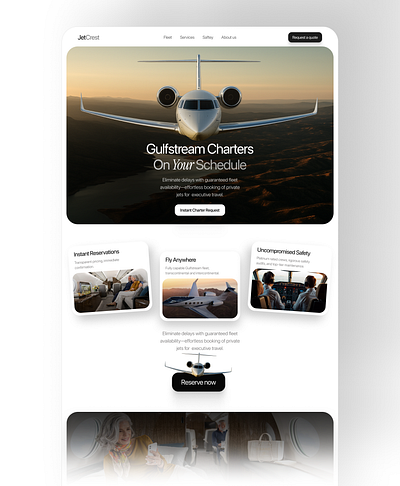 Gulfstream Charters hero ui webdesign website