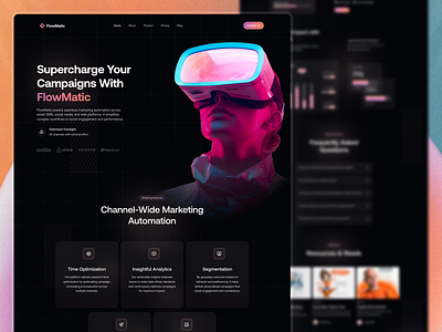 Marketing Automation Website automation campaign marketing clean ui creative marketing crm dark landing page dark website futuristic marketing landing page marketing web marketing website saas saas landing page saas ui sales website