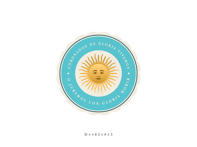 44B24#43 1810 argentina badge face illustration logo mayo national sticker sun vintage