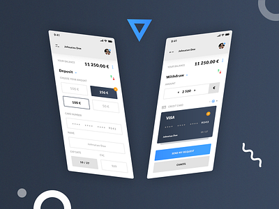 Deposit Withdraw App app application balance brand branding credit card dashbaord deposit graphic design icon set icons designer illustrator ai montant photoshop psd print designer send request senior designe typo typography ui ux designer user profile wallet withdraw