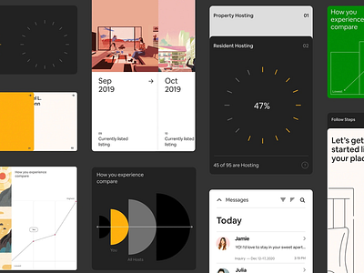 Dynamic Interface Elements analytics display app interface chart design components data data visualization digital metrics elements functional design information design interface elements message inbox modern interface performance tracking progress indicators time selector user experience user portal
