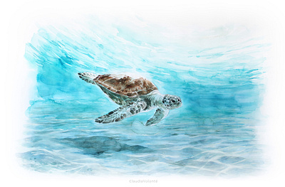 Green Sea Turtle - Watercolor Paint animal illustration hand painted home decor illustration nature ocean art sea turtle under the sea underwater watercolor watercolor animal watercolor illustration watercolor paint wildlife art