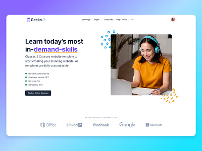 Education Courses Landing Page Design bootstrap 5 template clean courses creative education geeks ui hero section homepage homepage design lms maven modern testimonial ui uidesign uikit ux web webdesign webinar