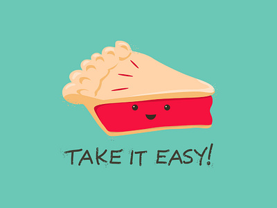 Easy Pie 🥧 adorable cartoons character cute design dessert easy food foodie funny illustration kawaii pie puns relax